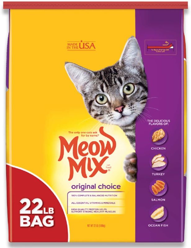 Photo 1 of **BB:08/03/2023** - Meow Mix Original Choice Dry Cat Food, 22 Pounds
