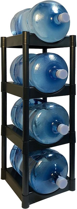 Photo 1 of Bottle Buddy Water Racks - 3 and 5 Gallon Bottles - 4-Tray Jug Storage System -Black
