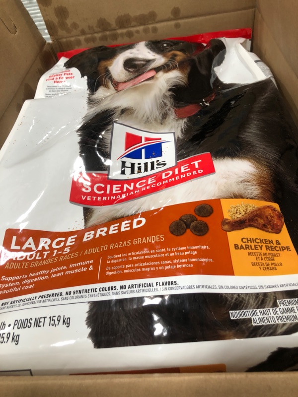 Photo 2 of **BAG HAS BEEN OPEN* BB:08/2023*- -Hill's Science Diet Dry Dog Food, Adult, Large Breed, Chicken & Barley Recipe
