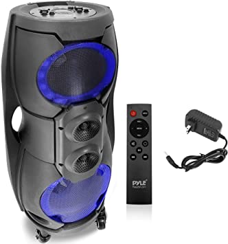 Photo 1 of Portable Bluetooth PA Speaker System - 1000W Outdoor Bluetooth Speaker Portable PA System w/TWS, Recorder, Microphone in, Party Lights, USB SD Card Reader, FM Radio, Rolling Wheels - Pyle PPHP82LB
