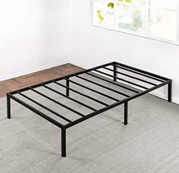 Photo 1 of 14 Inch Metal Platform Beds w/ Heavy Duty Steel Slat Mattress Foundation (No Box Spring Needed), Black
