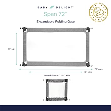 Photo 1 of Baby Delight Go with Me Portable Mesh Baby Gate | Span 42-72" Expandable Folding Gate | Pressure Mounted | Charcoal Tweed
