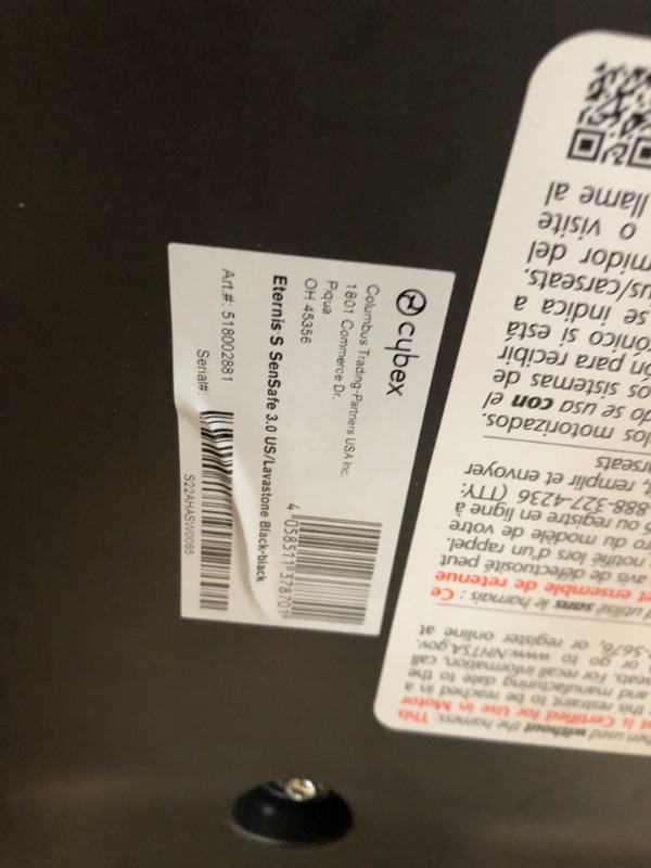 Photo 5 of CYBEX Eternis S with SensorSafe, Convertible Car Seat for Birth Through 120 Pounds, Up to 10 Years of Use, Chest Clip Syncs with Phone for Safety Alerts, Toddler & Infant Car Seat, Lavastone Black
