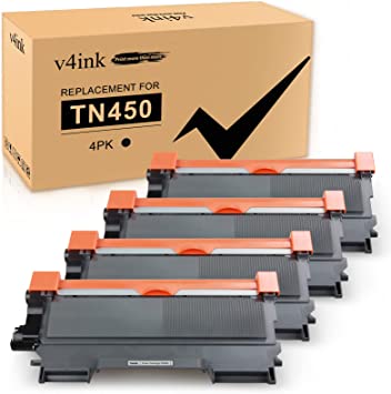 Photo 1 of v4ink Compatible Replacement for Brother TN450 TN420 Black Toner Cartridge High Yield to use for HL-2240d HL-2270dw HL-2280dw MFC-7360n MFC-7860dw IntelliFax 2840 2940 4-Packs
