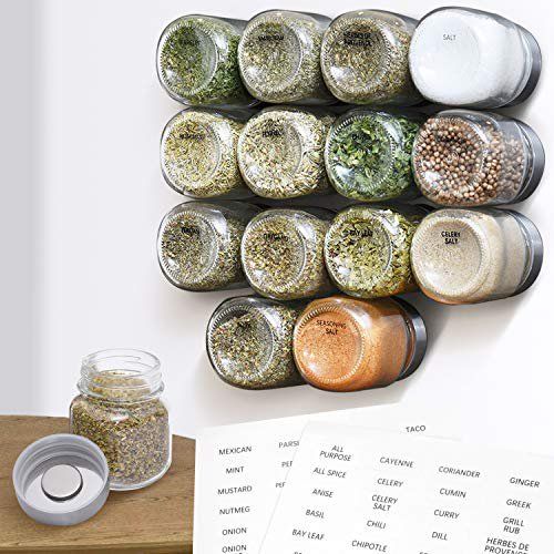 Photo 1 of [15 Pack] Large 4oz Magnetic Spice Jars - Glass - Fridge Mounted Spice Jars - Spice Rack - Stylish Spice Storage
