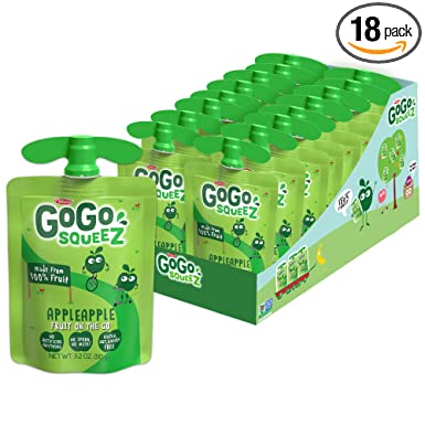 Photo 1 of **EXPIRES MARCH/09/2023 NOT REFUNDABLE** GoGo squeeZ Applesauce, Apple Apple, 3.2 Ounce (18 Pouches), Gluten Free, Vegan Friendly, Unsweetened Applesauce, Recloseable, BPA Free Pouches
