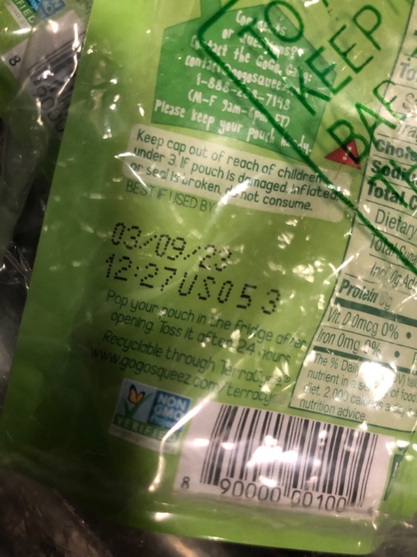 Photo 2 of **EXPIRES MARCH/09/2023 NOT REFUNDABLE** GoGo squeeZ Applesauce, Apple Apple, 3.2 Ounce (18 Pouches), Gluten Free, Vegan Friendly, Unsweetened Applesauce, Recloseable, BPA Free Pouches
