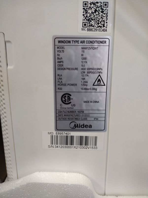 Photo 5 of ***PARTS ONLY*** Midea 12,000 BTU U-Shaped Inverter Window Air Conditioner WiFi, 9X Quieter, Over 35% Energy Savings ENERGY STAR MOST EFFICIENT
