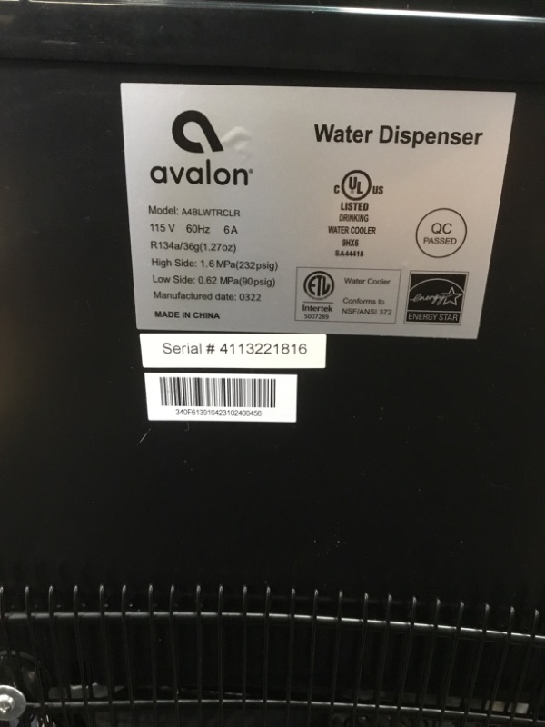 Photo 4 of ***PARTS ONLY*** Avalon Bottom Loading Water Cooler Water Dispenser with BioGuard- 3 Temperature Settings - Hot, Cold & Room Water, Durable Stainless Steel Construction, Anti-Microbial Coating- UL/Energy Star Approved