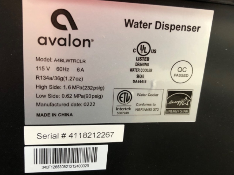 Photo 6 of Avalon Bottom Loading Water Cooler Dispenser, Black
