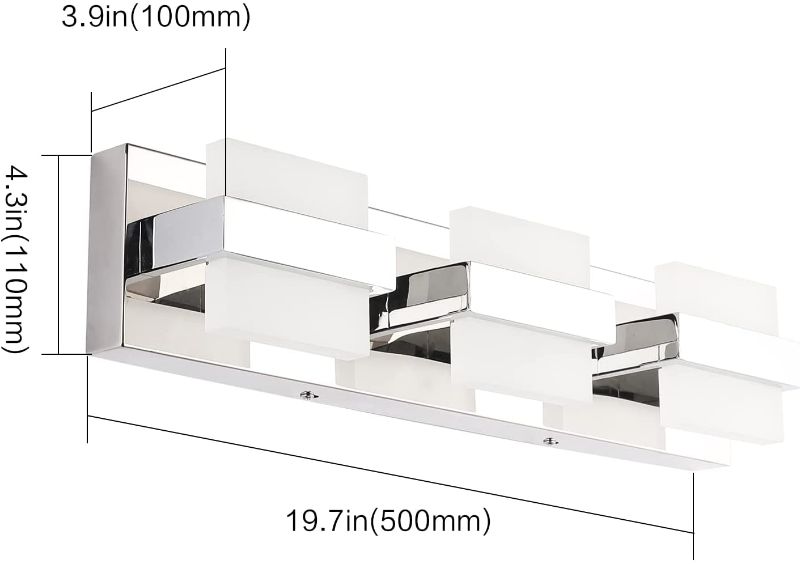 Photo 2 of 
SOLFART Dimmable LED Modern Bathroom Vanity Lights Over Mirror 3 Lights Acrylic Stainless Steel Bath Wall Lighting