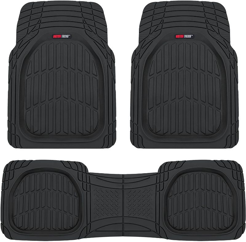 Photo 1 of ** MISSING TWO OUT OF 3 CAR MATS**- Motor Trend 923-BK Black FlexTough Contour Liners-Deep Dish Heavy Duty Rubber Floor Mats for Car SUV Truck & Van-All Weather Protection Trim to Fit Most Vehicles
