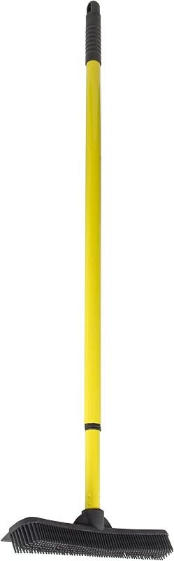 Photo 1 of 2 FURemover Pet Hair Remover Carpet Rake - Rubber Broom for Pet Hair Removal Tool with Squeegee & Telescoping Handle Extends from 3-5' Black & Yellow
