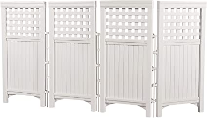 Photo 1 of Suncast 4 Enclosure Freestanding Steel Resin Reversible Panel Outdoor Screen TRE, 4 panels, White (1 panel:  23" x 2" x 44")
