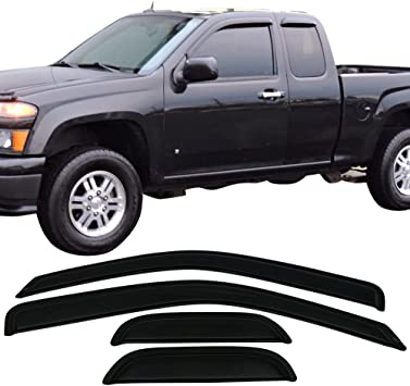 Photo 1 of Window Visor Compatible With 2004-2012 Chevy Colorado GMC Canyon, Slim Style Acrylic Smoke Tinted 4PCS Sun Rain Shade Guard Wind Vent Air Deflector by IKON MOTORSPORTS, 2005 2006 2007 2008 2009 2010
