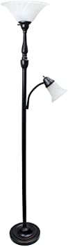 Photo 1 of Elegant Designs LF2003-RBZ 2 Light Mother/Daughter Floor Lamp, 3.9, Restoration Bronze/White
