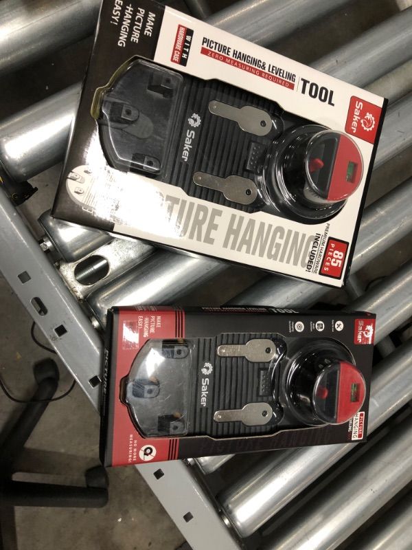 Photo 2 of Saker Picture Hanging Tool Kit, Multi-Purpose Hanging Kit, Easy Frame One Step Hanging Tool for Photo Frames, Mirrors, Clocks, Artwork, Wall Coverings (Saker Hanging & Leveling Tool +85 PCS Hardware)
