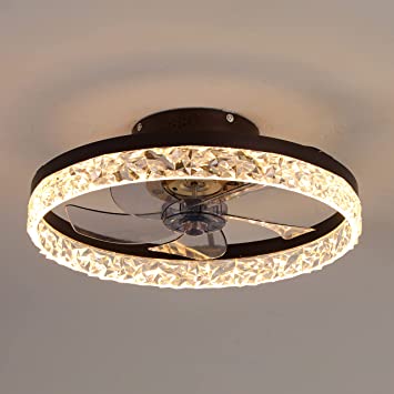 Photo 1 of 19.7" Ceiling Fan with Lights and Remote Control, Modern Enclosed Bladeless Ceiling Fan, Dimmable 3 Color 3 Speeds Timing, Indoor Semi Flush Mount Low Profile Fan for Kids Room Bedroom Living Room

