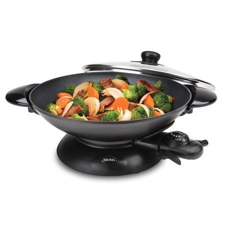 Photo 1 of Aroma Professional 5 Quart Ele Countric Wok with Glass Lid Easy Clean Nonstick Dishwasher Safe (AEW-305)
