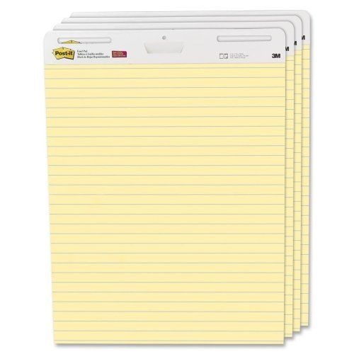 Photo 1 of Post-it Super Sticky Easel Pads, Lined, 25" X 30", Yellow, Pack of 4 Pads
