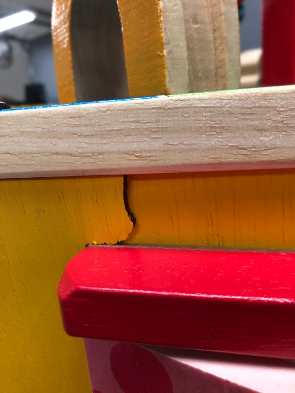 Photo 2 of Battat – Wooden Activity Cube – Discover Farm Animals Activity Center for Kids 1 year +, Standard
Crack on top of yellow side above red window!