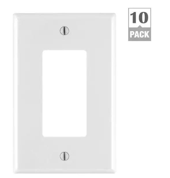 Photo 1 of 
Leviton
Decora 1-Gang White Decorator/Rocker Midway Nylon Wall Plate (2 PACKS OF 10)