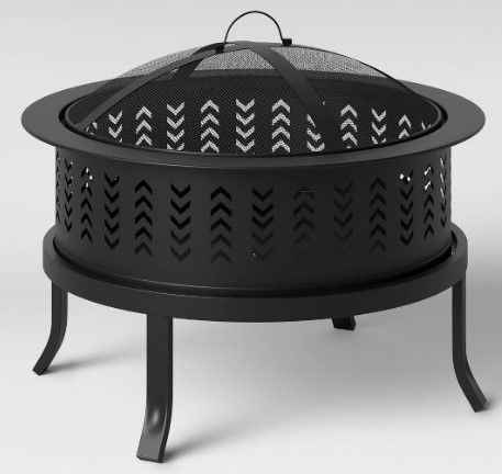 Photo 1 of 26" Chevron Outdoor Wood Burning Fire Pit - Threshold Black 