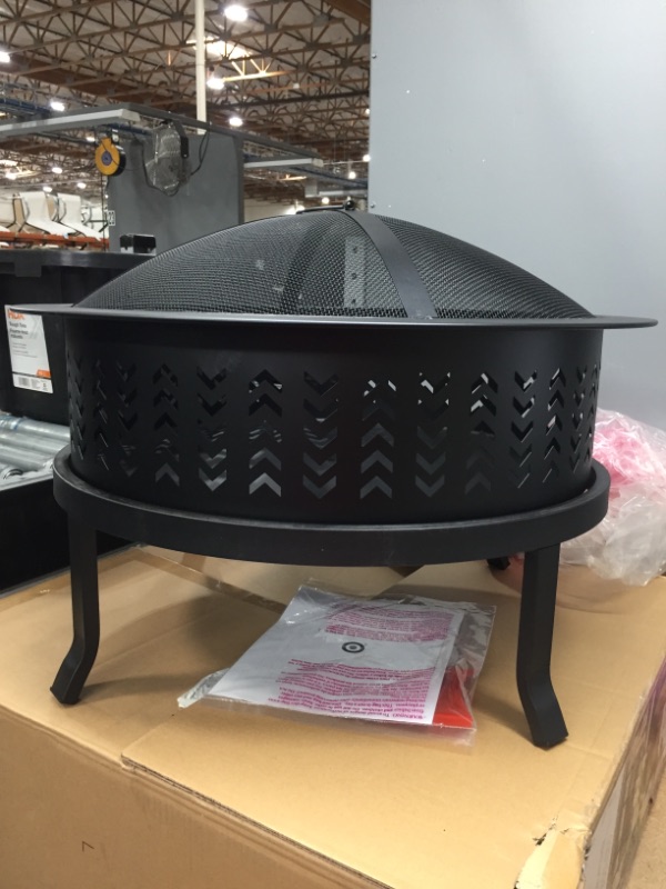 Photo 4 of 26" Chevron Outdoor Wood Burning Fire Pit - Threshold Black 