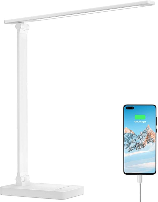 Photo 1 of LED Desk Lamp with USB Charging Port Dimmable Home Office Lamp Touch Control Bright Reading Table Lamp