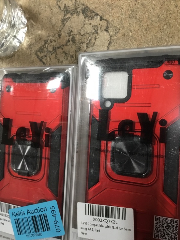 Photo 2 of  2 PHONE CASES LeYi Compatible for Galaxy A42 5G Phone Case, Samsung A42 Case with [2 Pack] Tempered Glass Screen Protector, [Military Grade] Ring Kickstand Protective Phone Cases for for Samsung Galaxy A42 5G, Red