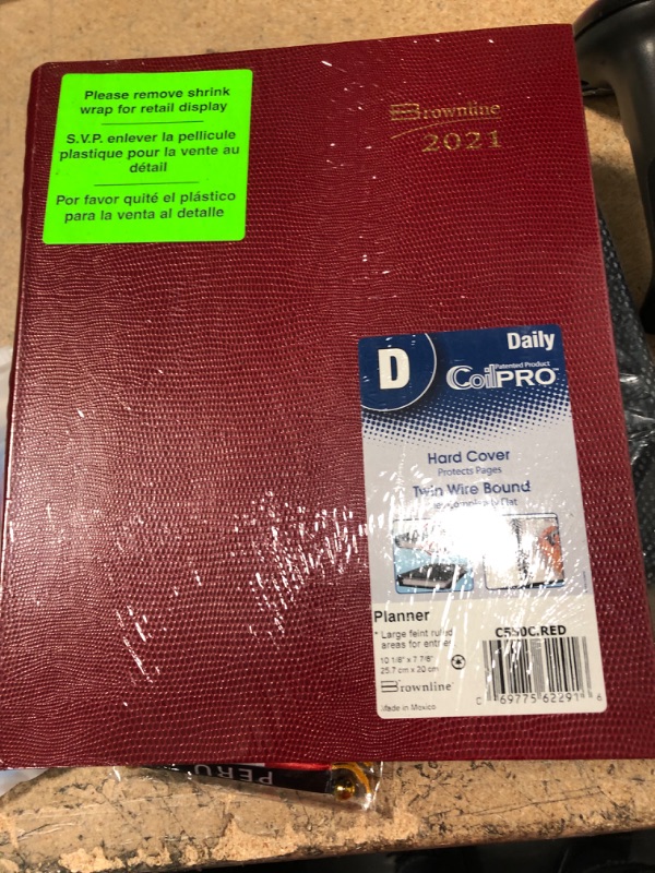 Photo 2 of Brownline 2021 CoilPro Daily Planner, Hard Cover, Bright Red, 10.125 x 7.875 inches (C550C.Red-21)
