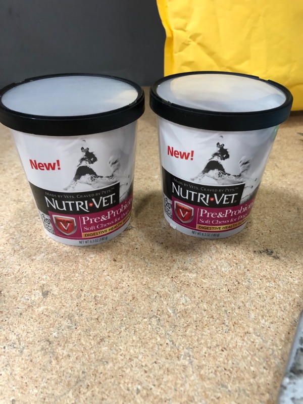 Photo 2 of **EXPIRES FEB2023, NOT REFUNDABLE** Nutri-Vet Pre and Probiotic Soft Chews for Dogs | Digestive Health Support Dog Probiotics | Tasty Alternative to Dog Probiotic Powder | 120 Soft Chews | Liver, Cheese
SET OF 2