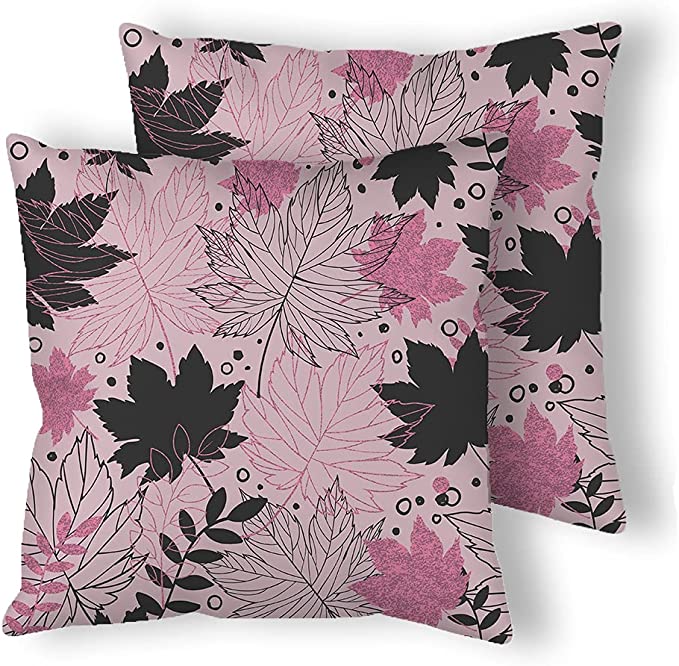 Photo 1 of ** SETS OF 2 **
Pack of 2 Maple Leaf Throw Pillow Covers Pink Black Fall Maple Leaves 18 x 18 Premium Velvet Decorative Cushion Cover Spring Fall Home Decor Hidden Zipper Closure Pillow Case Counch
