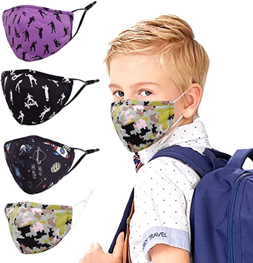 Photo 1 of ** SETS OF 3 **
4 Pcs Kids Cloth Face Mask - Cute Adjustable Washable Cotton Masks for Kids
