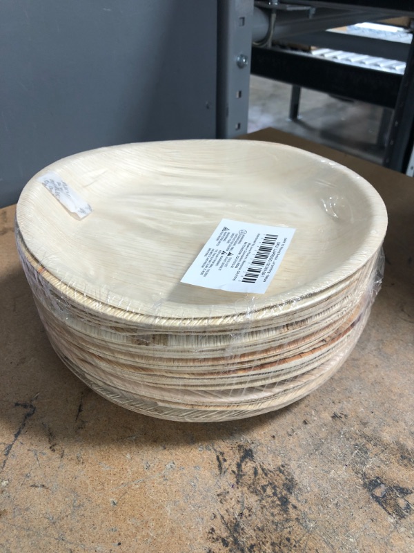 Photo 2 of 24 Pack Round Palm Leaf Plates for Rustic Disposable Dinnerware Party Supplies 10 Inch