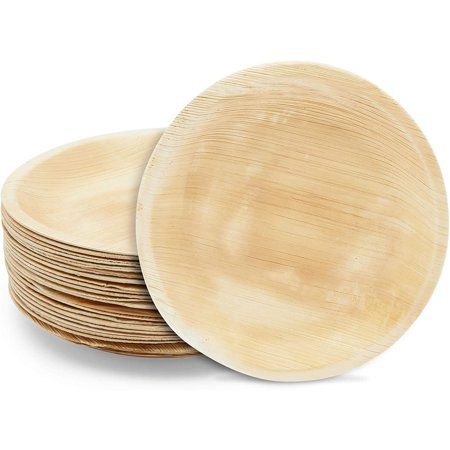 Photo 1 of 24 Pack Round Palm Leaf Plates for Rustic Disposable Dinnerware Party Supplies 10 Inch