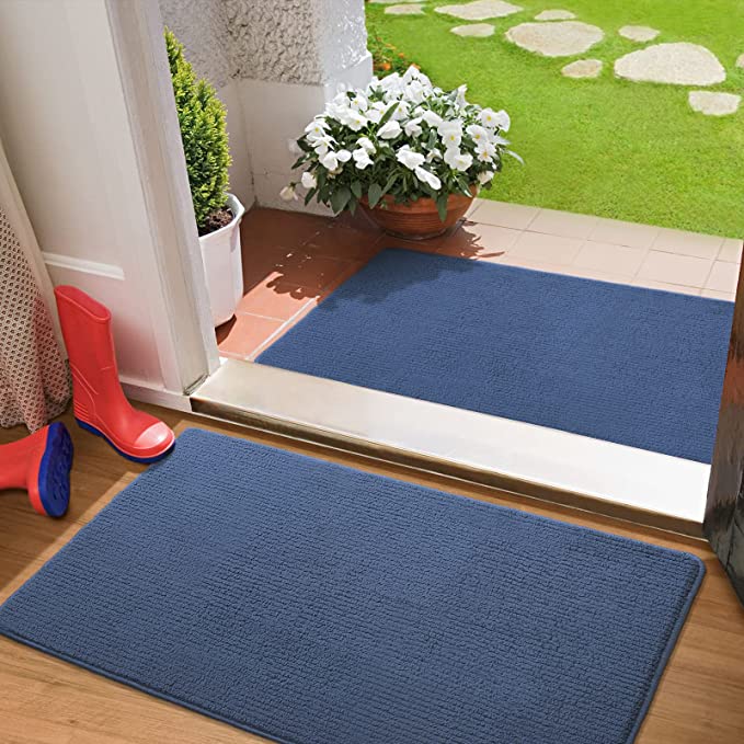 Photo 1 of 2 Pack Color&Geometry Indoor Door Mat Entryway Rug Floor Mats for House, 24"x36"+24"x36" Inside Indoor Mat for Front Door Entry Entrance Mat, Non Slip Machine Washable Low-Profile Entry Rug (Blue)