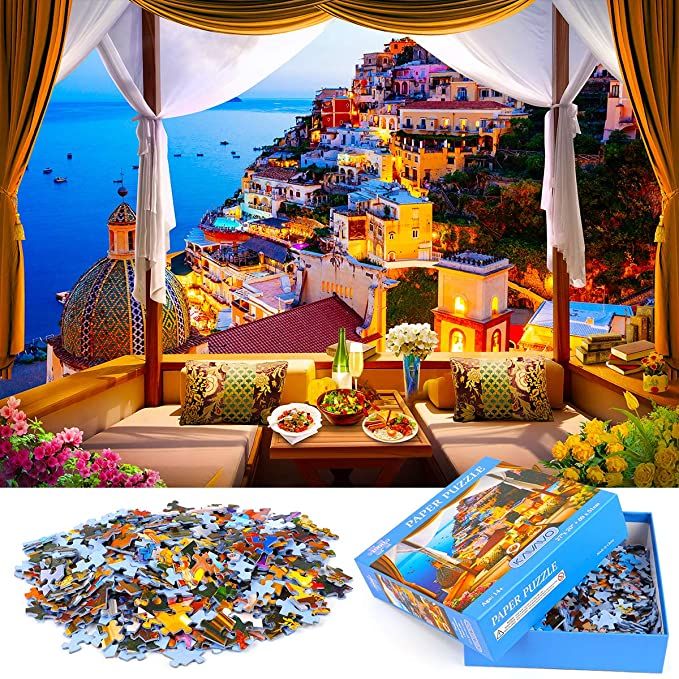 Photo 2 of 1000 PCS Jigsaw Puzzle for Adult,[Coastal Scenery] Colorful and Bright Puzzle,for Adult Decompression,Children Educational,Gift.