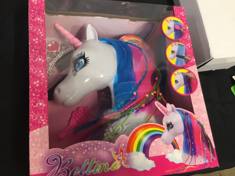 Photo 3 of Big Unicorn Styling Head, Unicorn Toys Gifts Play Set, Hair Toys for Girls Aged 3 4 5 6