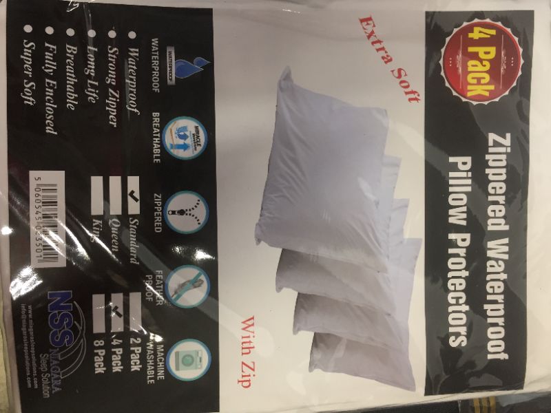 Photo 3 of  Waterproof Pillow Protectors - Zippered Pillow Covers Bed Bug Hypoallergenic Pillow Cases, Protects from Dirt, Debris - Standard Size (20"x26") 4 Pack