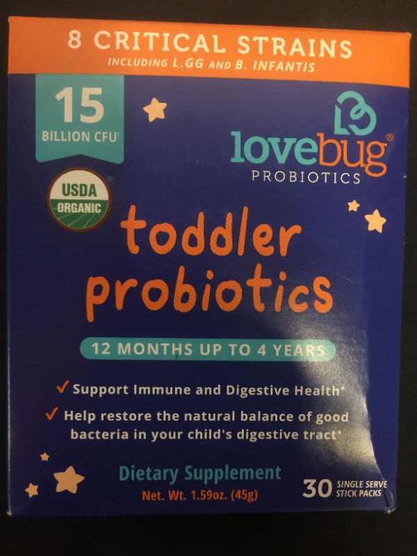 Photo 2 of  Lovebug Toddler Probiotics Prebiotic Kids 15 Billion CFU - 30 Pack BB 3/23