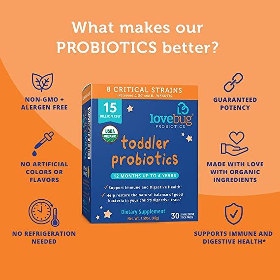 Photo 1 of  Lovebug Toddler Probiotics Prebiotic Kids 15 Billion CFU - 30 Pack BB 3/23