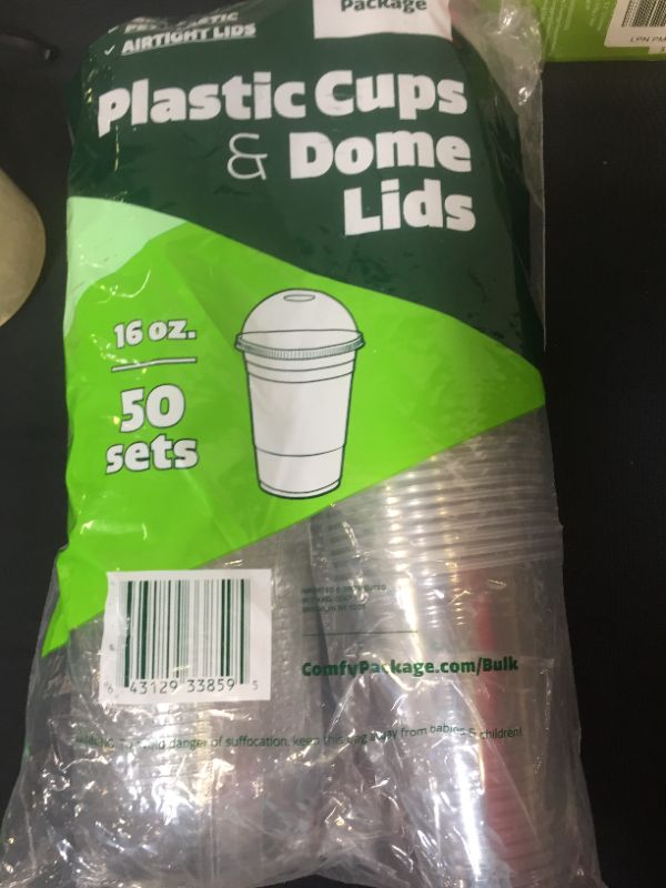 Photo 2 of [50 Sets - 16 oz.] Plastic Cups With Dome Lids