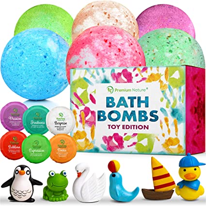 Photo 1 of Bath Bombs for Kids Set - Bath Bombs with Surprise Inside Natural Bath Bombs with Mini Toys Surprise Bath Bomb Gift Set Kids Toddlers Girls and Boys Bubble Bath Kids – Toys May Vary.