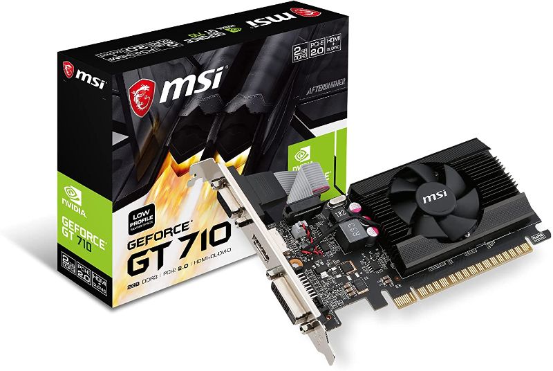 Photo 1 of MSI GT 710 2GD3 LP GeForce GT 710 Low Profile Graphics Card 2GB DDR3 Single Fan
