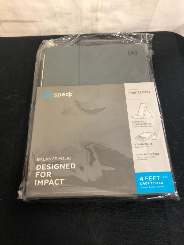 Photo 1 of Speck Products Balance Folio CASE and Stand, Compatible with iPad 10.2-Inch (2019), Stormy Grey/Charcoal Grey
