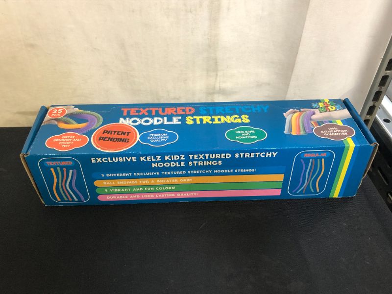 Photo 2 of KELZ KIDZ Texturodos - Durable Textured (Patent Pending) Stretchy String Fidget and Sensory Toy - Individually Packaged Monkey Noodles - Fun Therapeutic Stress and Anxiety Reliever for Kids (25 Pack)
