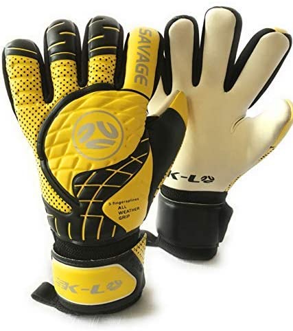 Photo 1 of K-LO Goalkeeper Gloves: Savage Rise Goalie Glove - Finger Spine Protection for All Five Fingers to Prevent Injury & Improve Shot Blocking. Super Sticky Grip Palm. (7)