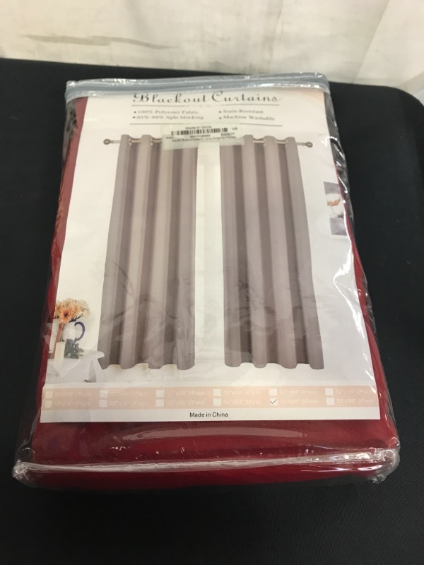 Photo 2 of BYSURE Blackout Curtains 52 X 84 Inch Long Set of 2 Panels Burgundy Red Room Darkening Bedroom Curtains, Thermal Grommet Insulated Window Curtains for Living Room
