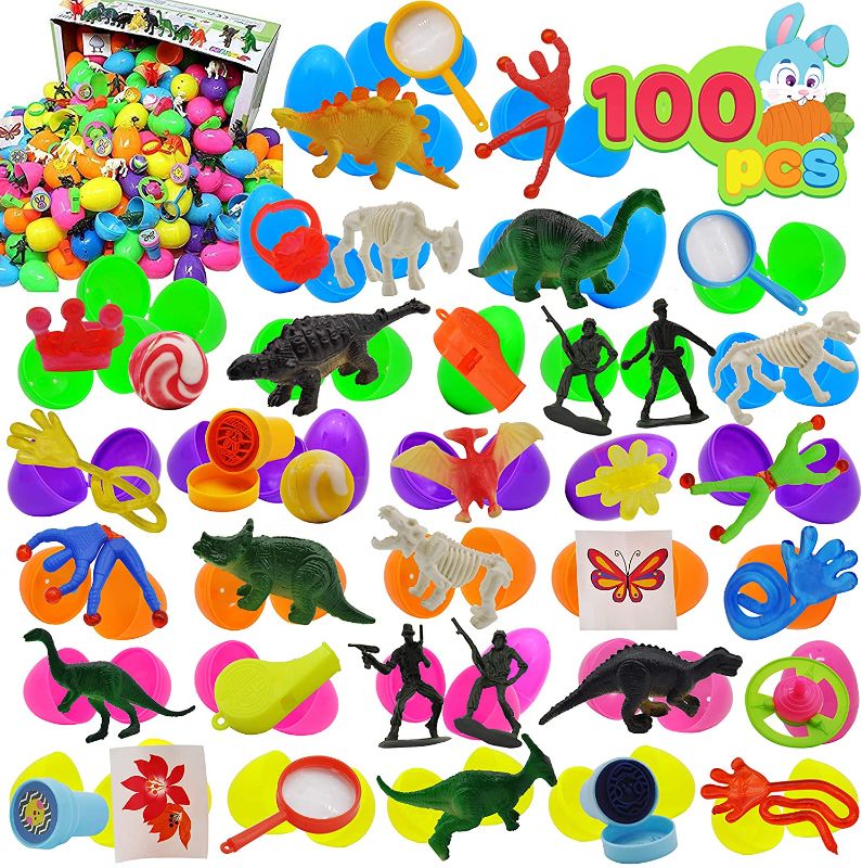 Photo 1 of JOYIN 100 Pcs Prefilled Easter Eggs with Novelty Toys Premium for Easter Theme Party Favor, Easter Eggs Hunt, Easter Basket Stuffers Fillers, Classroom Supplies
